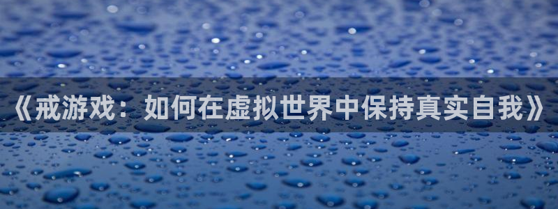 长征娱乐登陆测速：《戒游戏：如何在虚拟世界中保持真实自我》